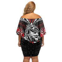 Aotearoa Mana Maori Off Shoulder Short Dress Toitu Te Tiriti LT05 - Polynesian Pride