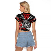 Aotearoa Mana Maori Raglan Cropped T Shirt Toitu Te Tiriti LT05 - Polynesian Pride
