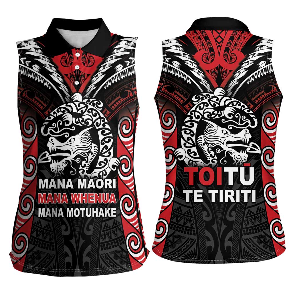Aotearoa Mana Maori Women Sleeveless Polo Shirt Toitu Te Tiriti