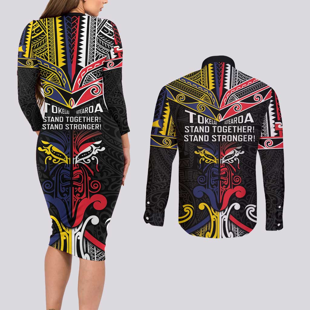 Tokelau And Aotearoa Couples Matching Long Sleeve Bodycon Dress and Long Sleeve Button Shirt Together For Te Tiriti O Waitangi