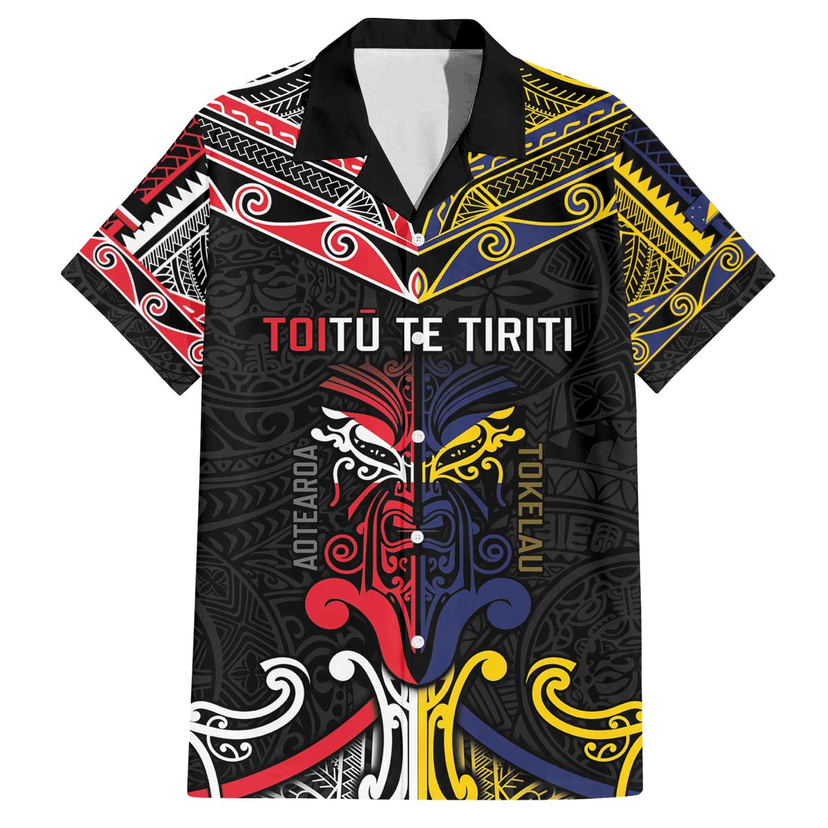 Tokelau And Aotearoa Family Matching Off The Shoulder Long Sleeve Dress and Hawaiian Shirt Together For Te Tiriti O Waitangi