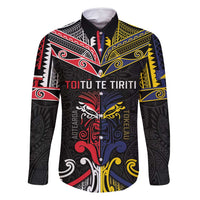 Tokelau And Aotearoa Family Matching Off Shoulder Short Dress and Hawaiian Shirt Together For Te Tiriti O Waitangi