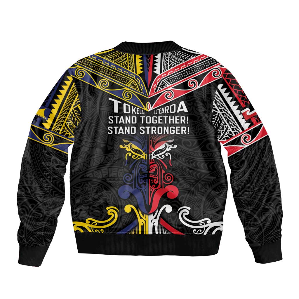 Tokelau And Aotearoa Sleeve Zip Bomber Jacket Together For Te Tiriti O Waitangi