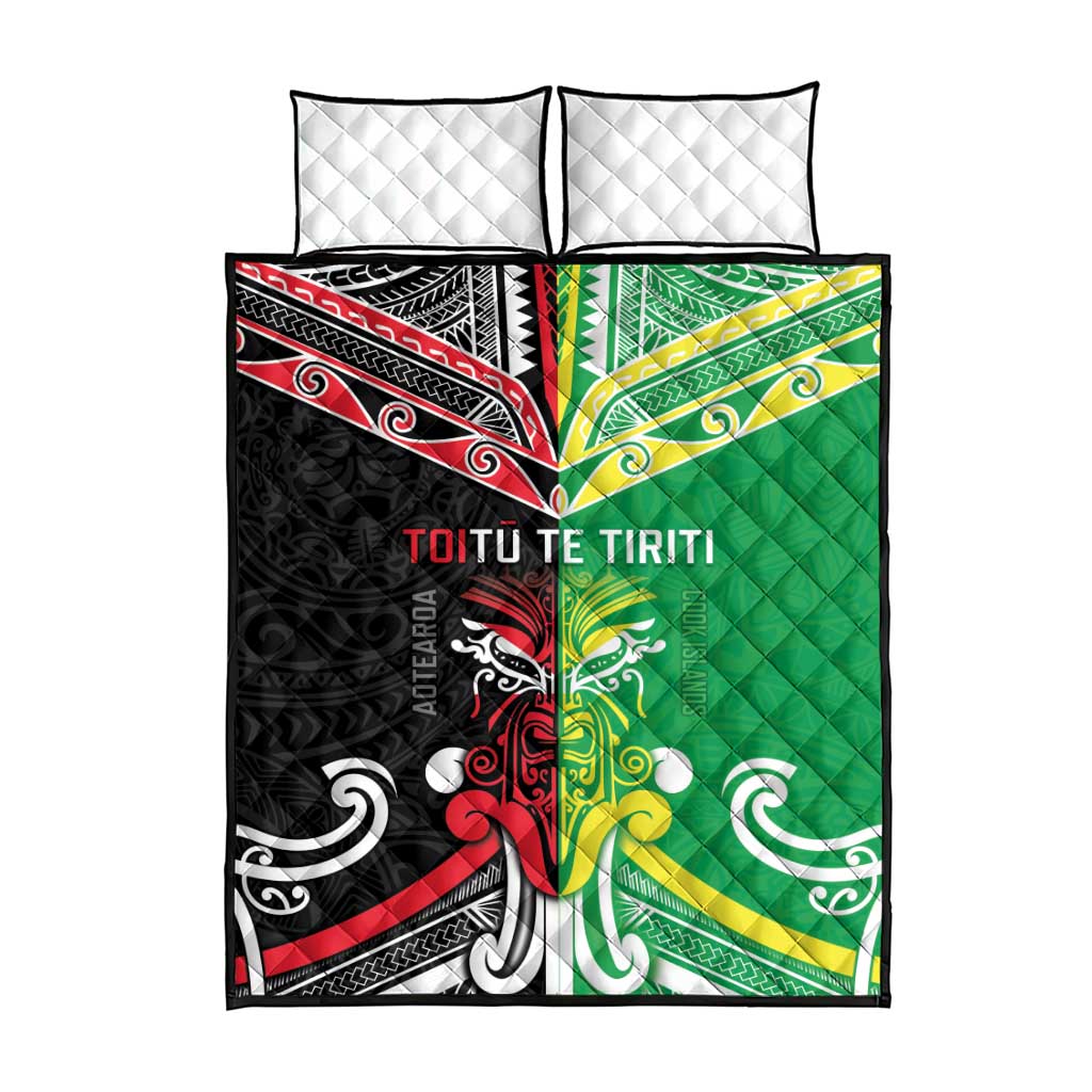 Cook Islands And Aotearoa Quilt Bed Set Together For Te Tiriti O Waitangi