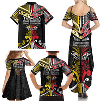Niue And Aotearoa Family Matching Summer Maxi Dress and Hawaiian Shirt Together For Te Tiriti O Waitangi LT05 - Polynesian Pride