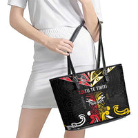 Niue And Aotearoa Leather Tote Bag Together For Te Tiriti O Waitangi LT05 - Polynesian Pride