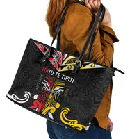Niue And Aotearoa Leather Tote Bag Together For Te Tiriti O Waitangi LT05 - Polynesian Pride