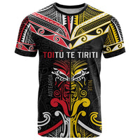 Niue And Aotearoa T Shirt Together For Te Tiriti O Waitangi LT05 Black - Polynesian Pride
