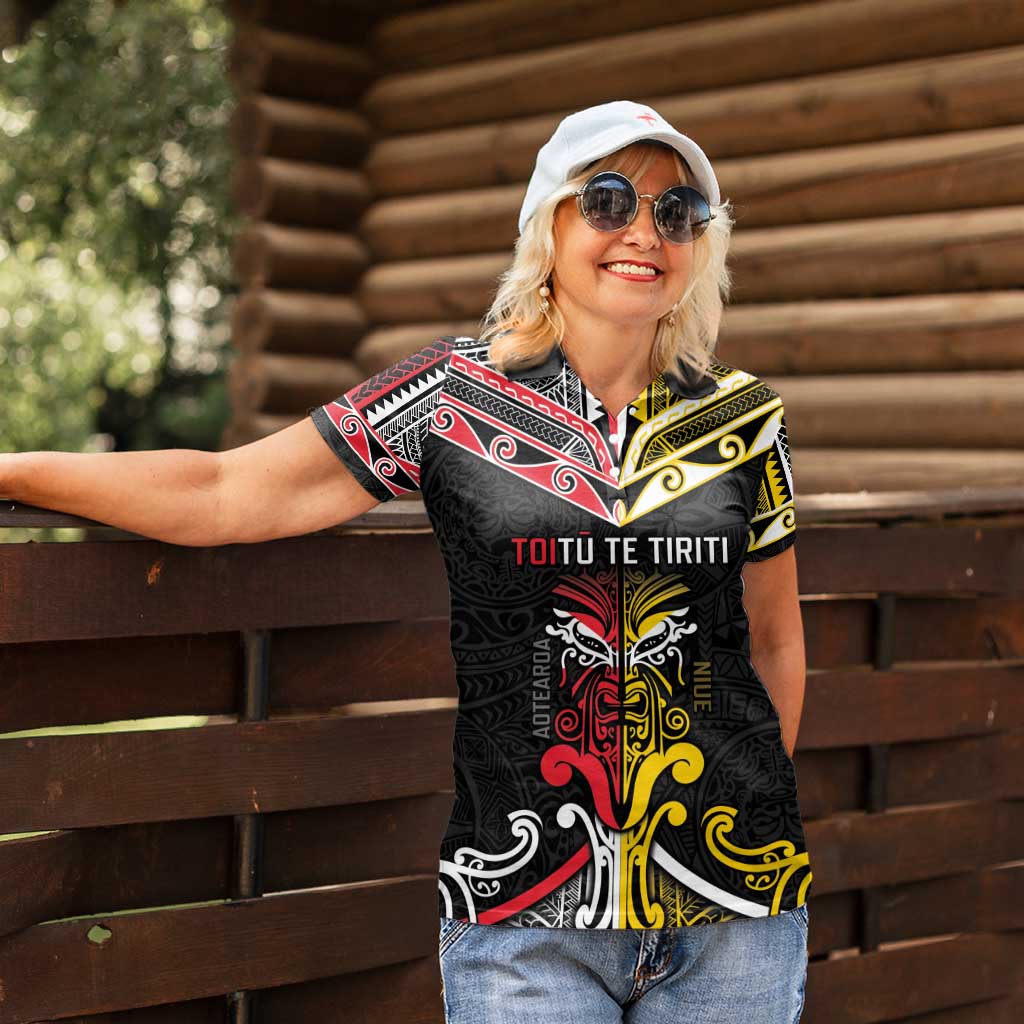 Niue And Aotearoa Women Polo Shirt Together For Te Tiriti O Waitangi