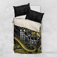 Hawaii Ikaika Warrior Helmet Bedding Set Gold Style LT05 US Twin 172cm x 218cm Gold - Polynesian Pride