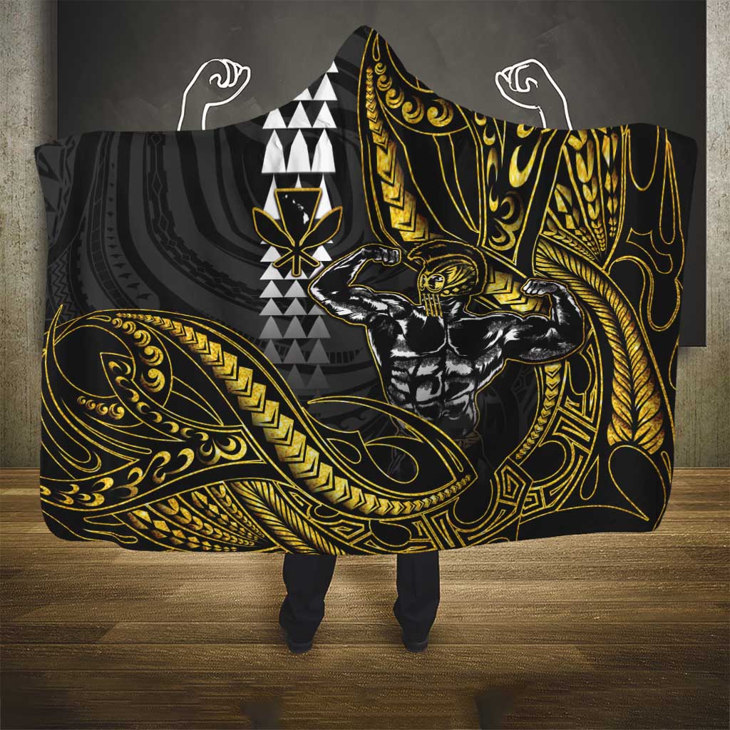Hawaii Ikaika Warrior Helmet Hooded Blanket Gold Style LT05 - Polynesian Pride