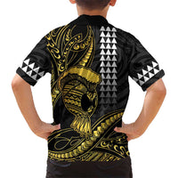 Hawaii Ikaika Warrior Helmet Kid Hawaiian Shirt Gold Style LT05 - Polynesian Pride