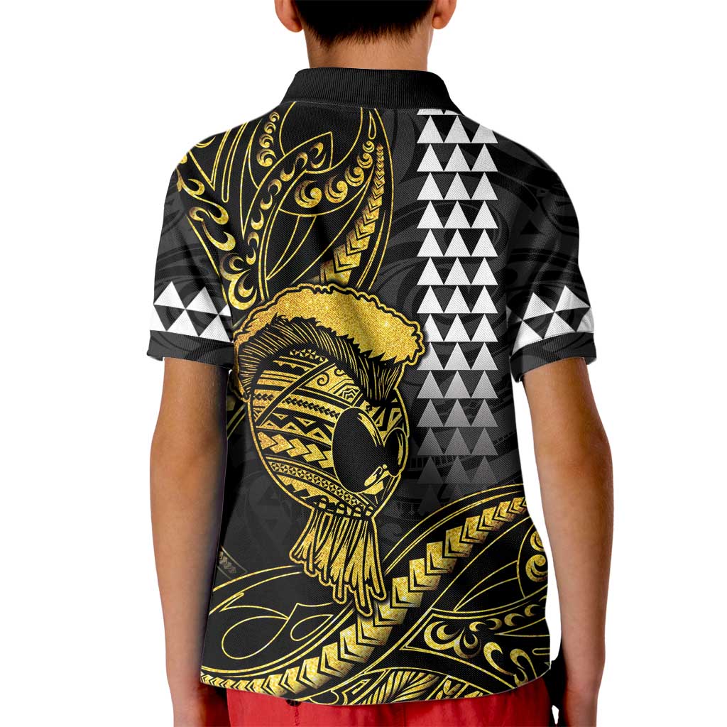 Hawaii Ikaika Warrior Helmet Kid Polo Shirt Gold Style