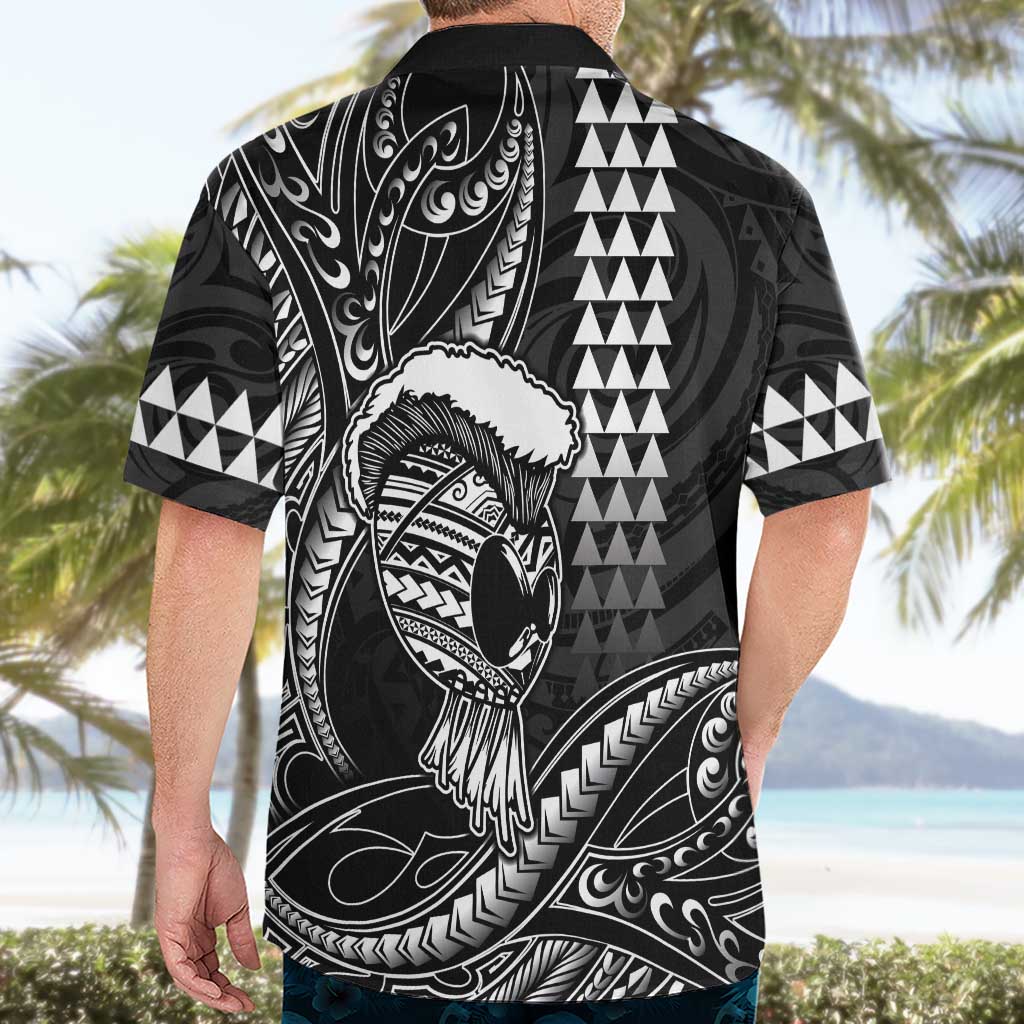 Hawaii Ikaika Warrior Helmet Hawaiian Shirt Black Tribal Tattoo