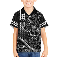 Hawaii Ikaika Warrior Helmet Kid Hawaiian Shirt Black Tribal Tattoo LT05 Kid Black - Polynesian Pride