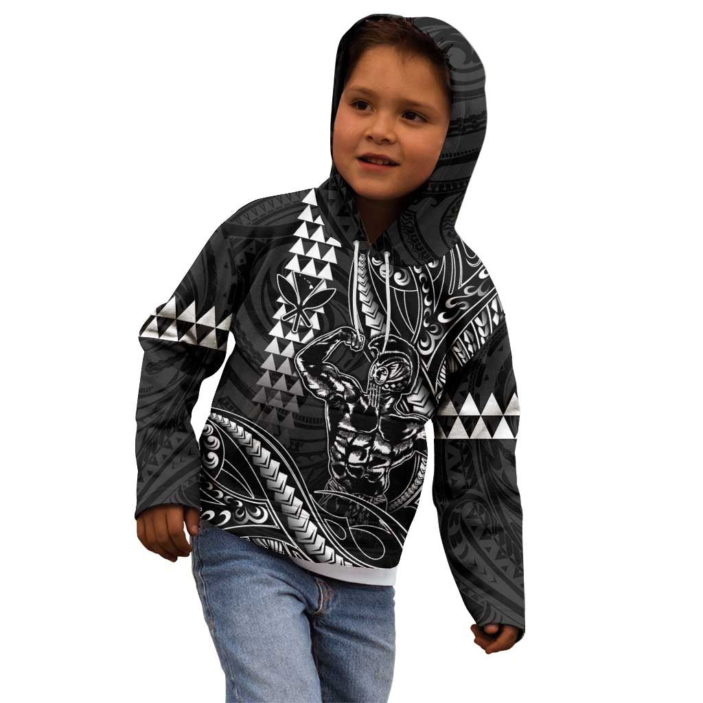 Hawaii Ikaika Warrior Helmet Kid Hoodie Black Tribal Tattoo LT05 - Polynesian Pride
