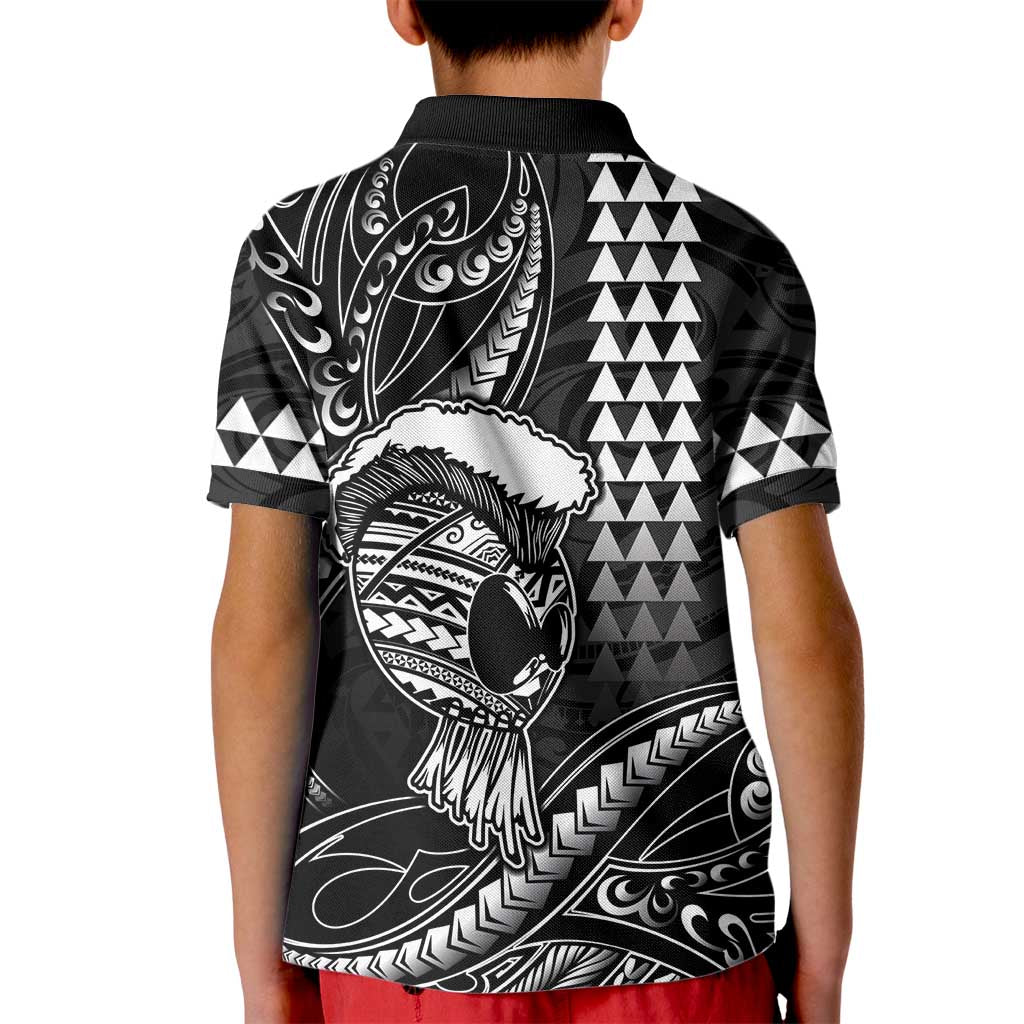 Hawaii Ikaika Warrior Helmet Kid Polo Shirt Black Tribal Tattoo LT05 - Polynesian Pride