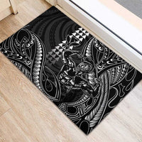 Hawaii Ikaika Warrior Helmet Rubber Doormat Black Tribal Tattoo LT05 - Polynesian Pride