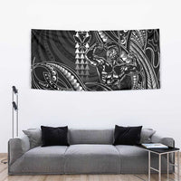 Hawaii Ikaika Warrior Helmet Tapestry Black Tribal Tattoo LT05 - Polynesian Pride