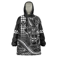 Hawaii Ikaika Warrior Helmet Wearable Blanket Hoodie Black Tribal Tattoo