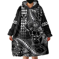 Hawaii Ikaika Warrior Helmet Wearable Blanket Hoodie Black Tribal Tattoo