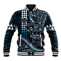 Hawaii Ikaika Warrior Helmet Baseball Jacket Blue Tribal Tattoo LT05 Unisex Blue - Polynesian Pride