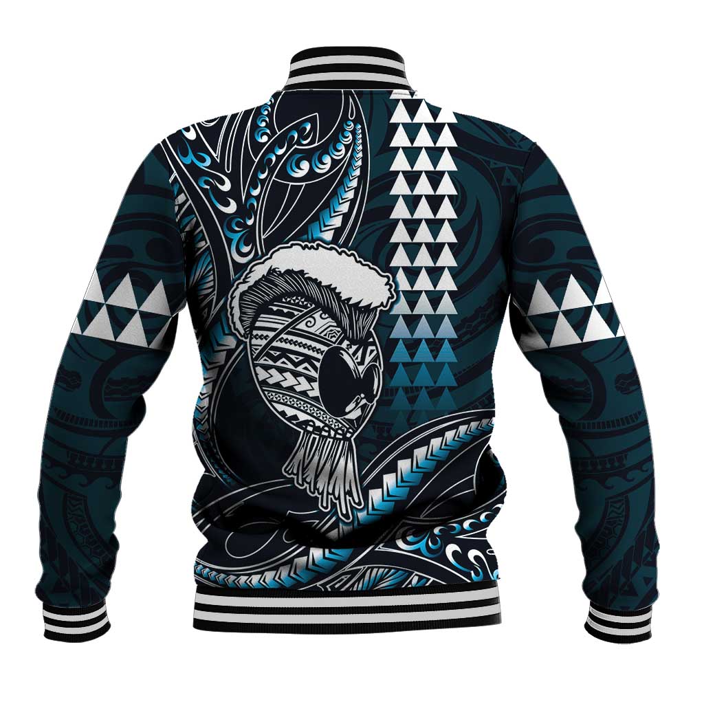 Hawaii Ikaika Warrior Helmet Baseball Jacket Blue Tribal Tattoo LT05 - Polynesian Pride