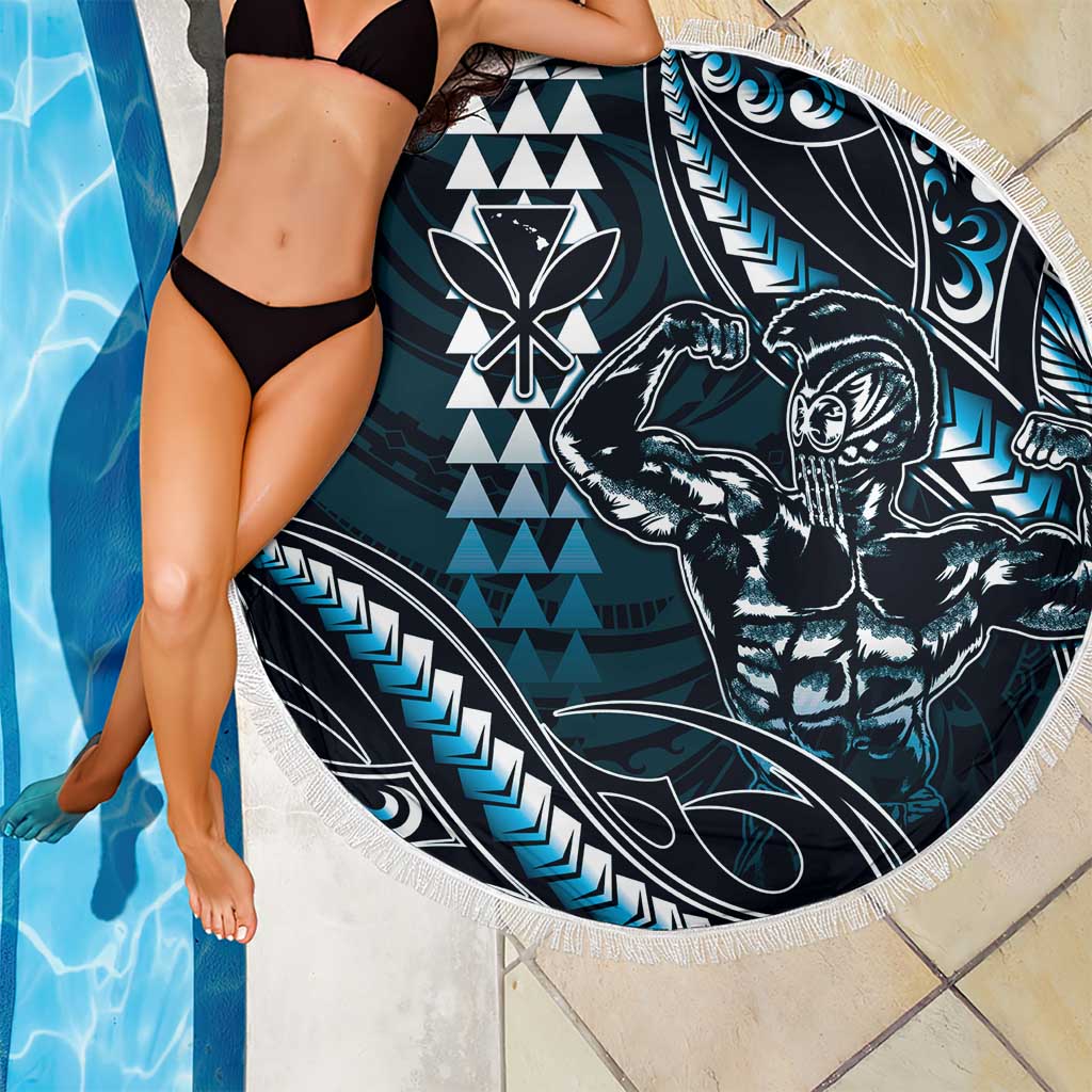 Hawaii Ikaika Warrior Helmet Beach Blanket Blue Tribal Tattoo