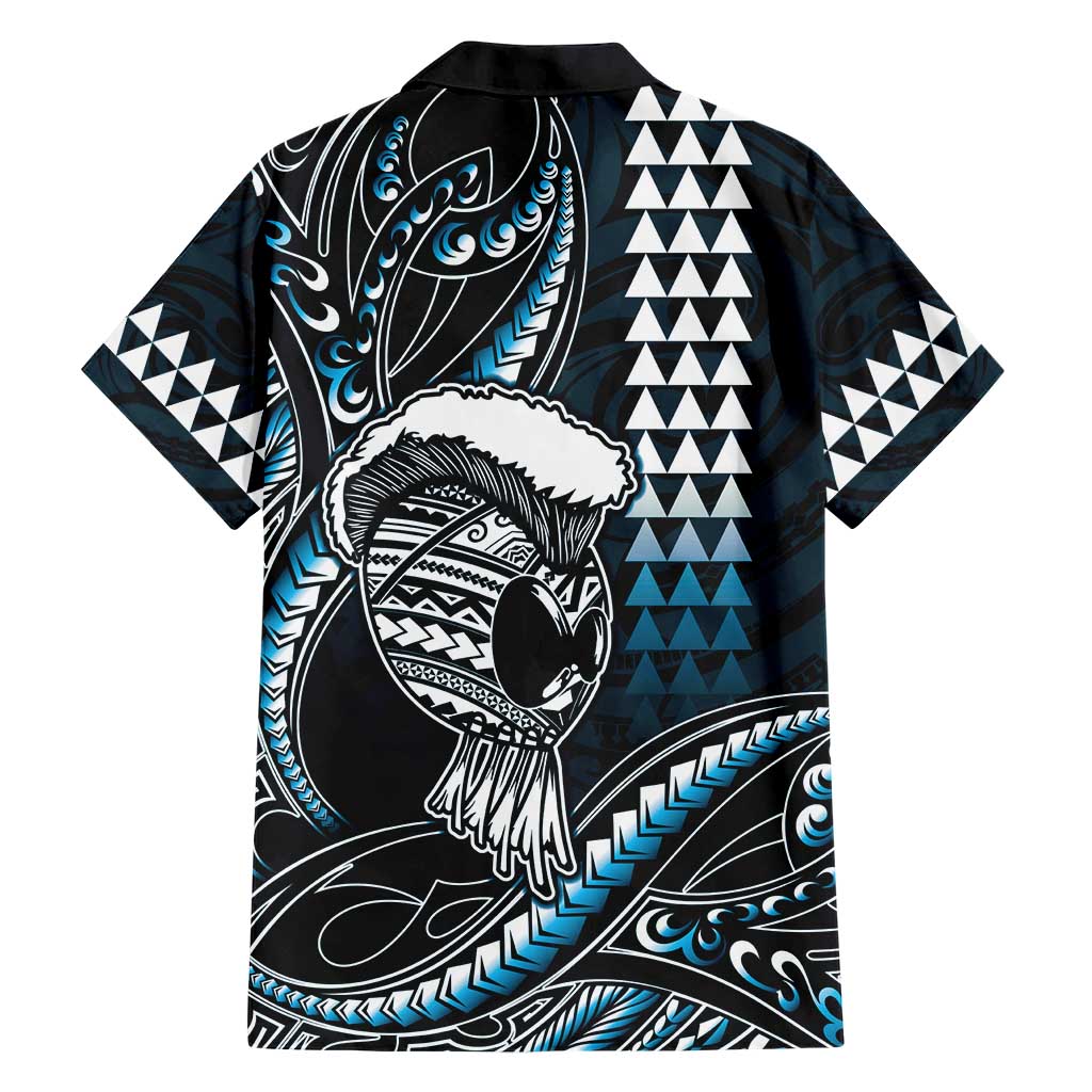 Hawaii Ikaika Warrior Helmet Hawaiian Shirt Blue Tribal Tattoo LT05 - Polynesian Pride