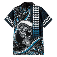 Hawaii Ikaika Warrior Helmet Hawaiian Shirt Blue Tribal Tattoo LT05 - Polynesian Pride