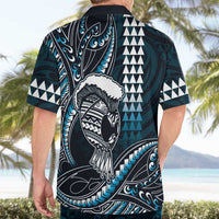 Hawaii Ikaika Warrior Helmet Hawaiian Shirt Blue Tribal Tattoo LT05 - Polynesian Pride