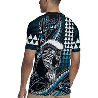 Hawaii Ikaika Warrior Helmet Rugby Jersey Blue Tribal Tattoo