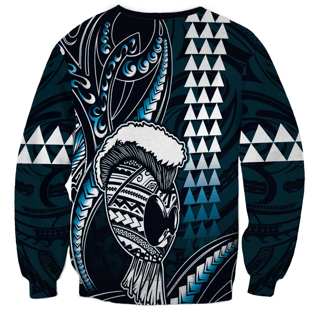 Hawaii Ikaika Warrior Helmet Sweatshirt Blue Tribal Tattoo LT05 - Polynesian Pride