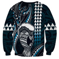 Hawaii Ikaika Warrior Helmet Sweatshirt Blue Tribal Tattoo LT05 - Polynesian Pride