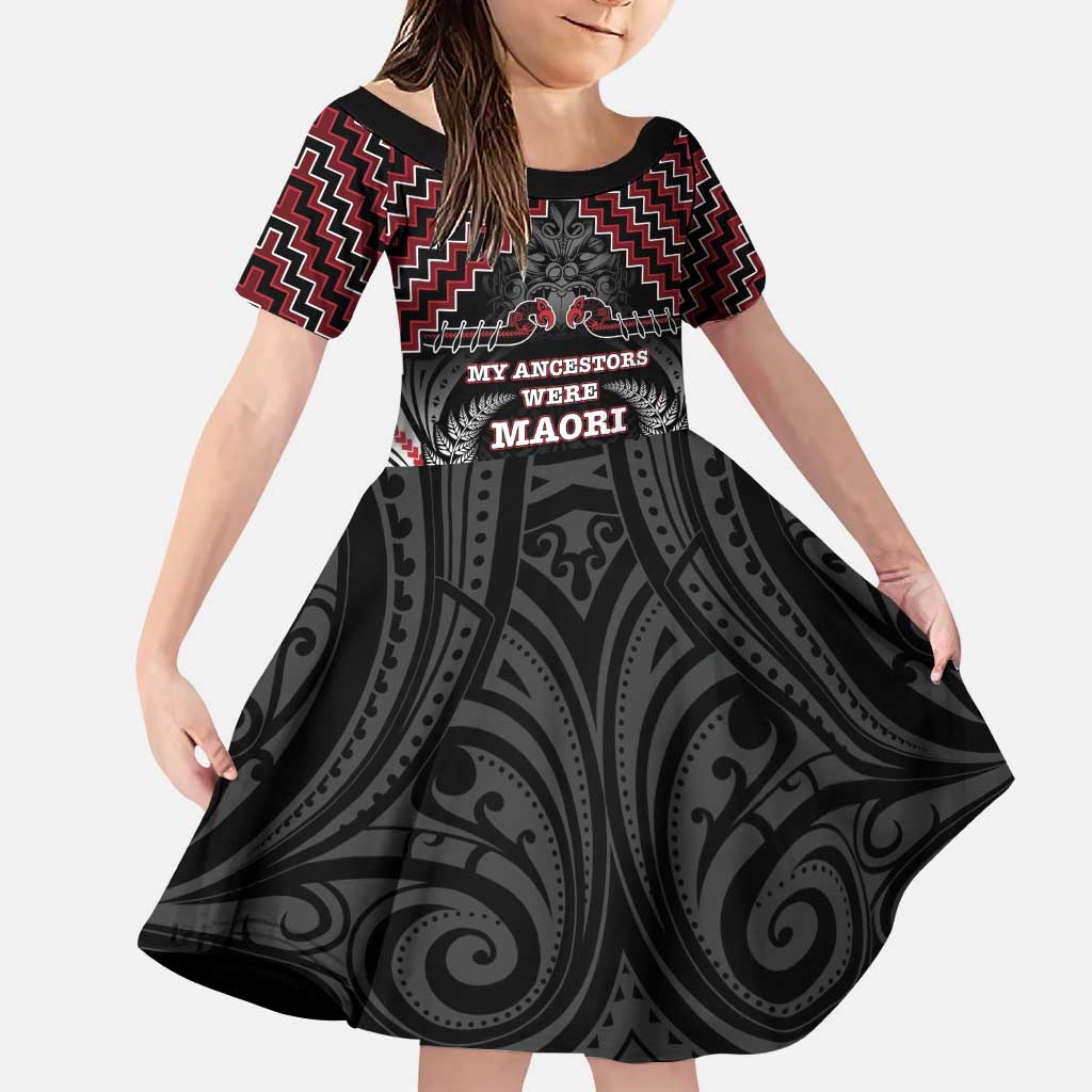 Aotearoa Family Matching Puletasi and Hawaiian Shirt Proud To Be Maori LT05 Daughter's Dress Red - Polynesian Pride