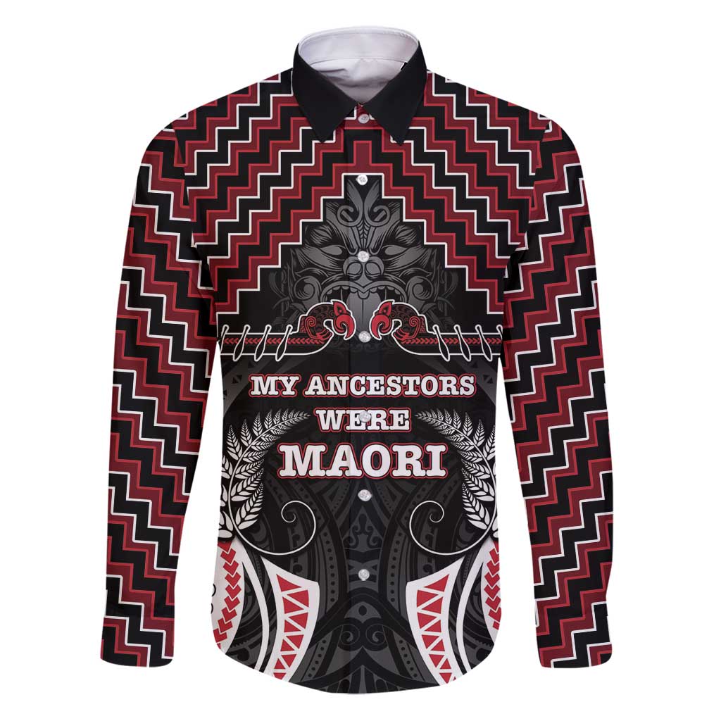 Aotearoa Family Matching Puletasi and Hawaiian Shirt Proud To Be Maori LT05 Dad's Shirt - Long Sleeve Red - Polynesian Pride