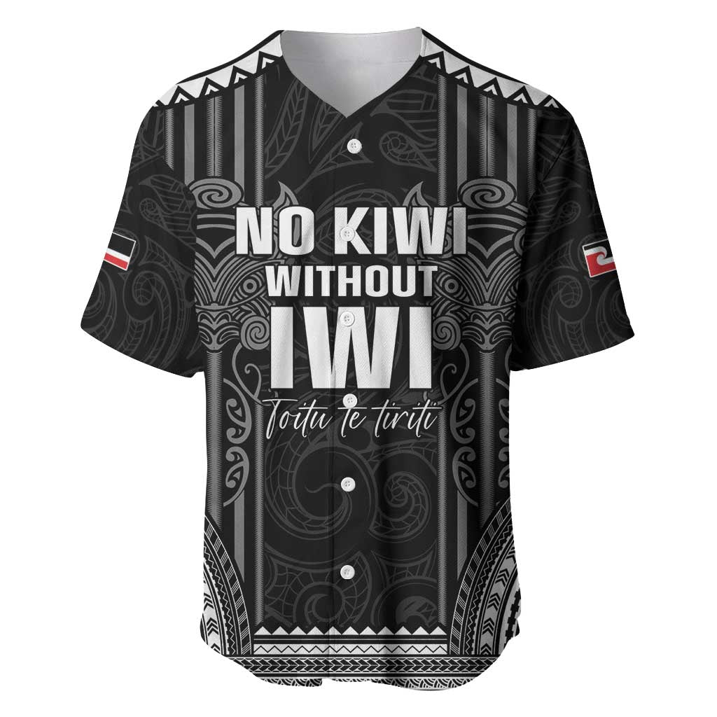 Aotearoa Toitu Te Tiriti Baseball Jersey No Kiwi Without Iwi LT05 Black - Polynesian Pride
