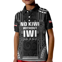 Aotearoa Toitu Te Tiriti Kid Polo Shirt No Kiwi Without Iwi LT05 Kid Black - Polynesian Pride