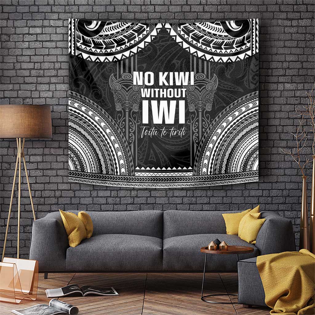 Aotearoa Toitu Te Tiriti Tapestry No Kiwi Without Iwi LT05 Black - Polynesian Pride