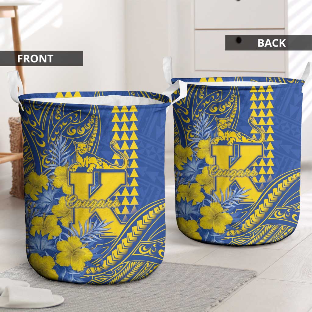 Hawaii Kaiser High School Laundry Basket Tribal Tattoo With Hibiscus Flowers
