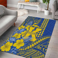 Hawaii Kaiser High School Area Rug Tribal Tattoo With Hibiscus Flowers