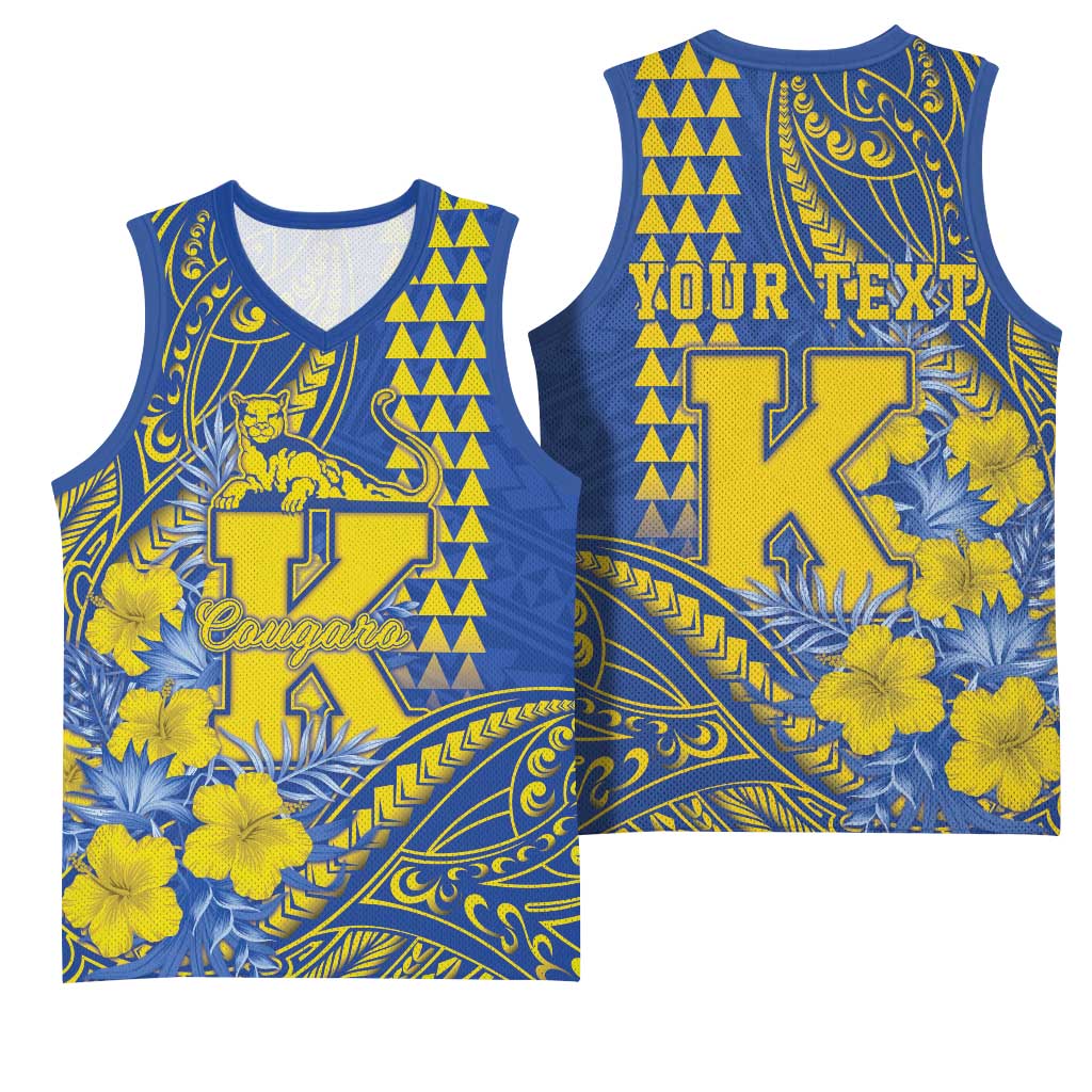 Personalised Hawaii Kaiser High School Basketball Jersey Tribal Tattoo With Hibiscus Flowers LT05 - Polynesian Pride