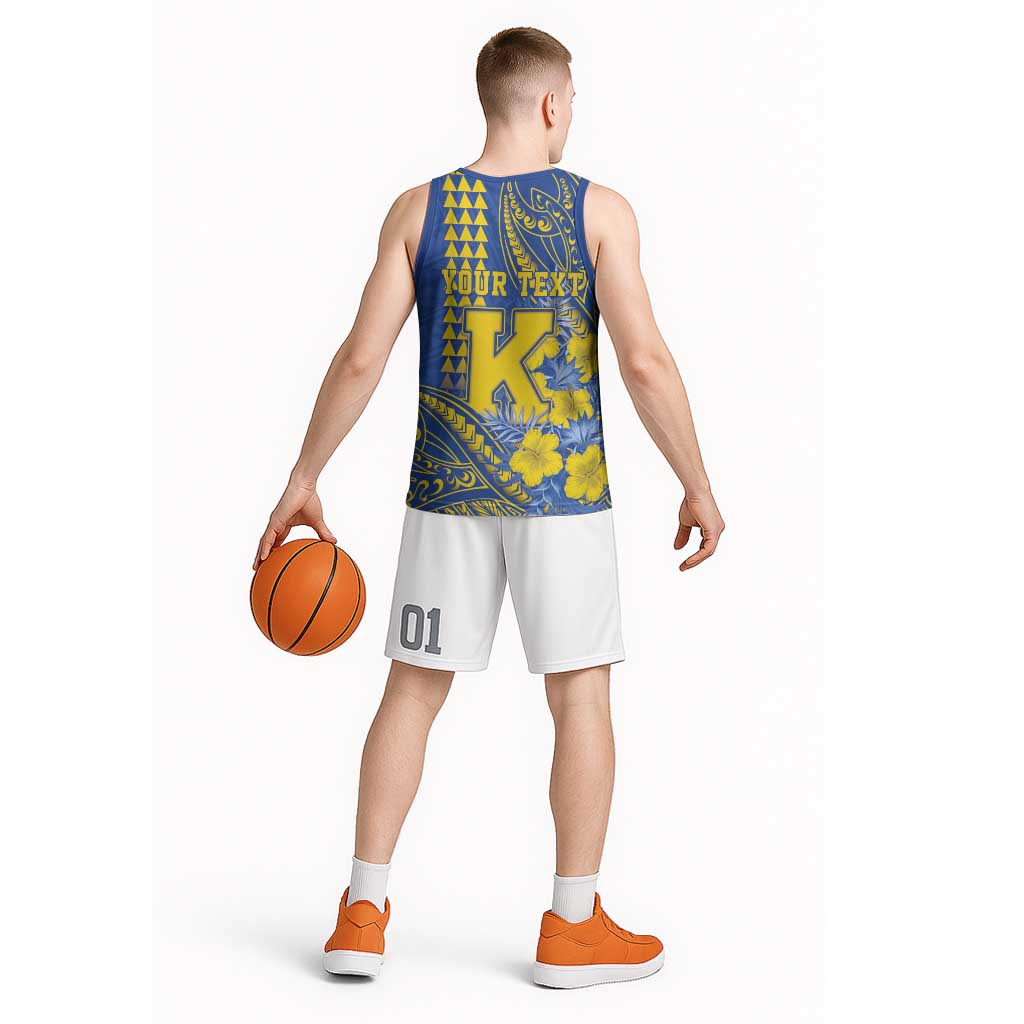 Personalised Hawaii Kaiser High School Basketball Jersey Tribal Tattoo With Hibiscus Flowers LT05 - Polynesian Pride