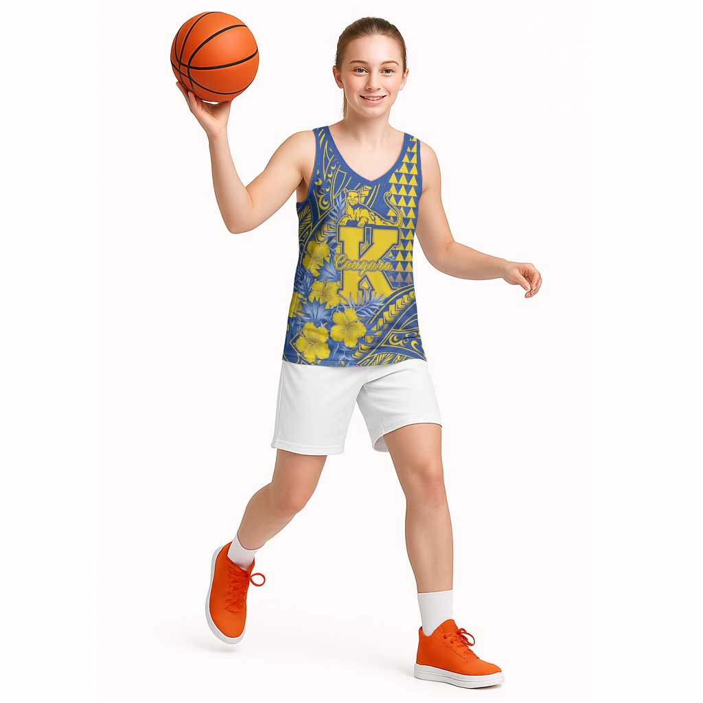 Personalised Hawaii Kaiser High School Basketball Jersey Tribal Tattoo With Hibiscus Flowers LT05 - Polynesian Pride