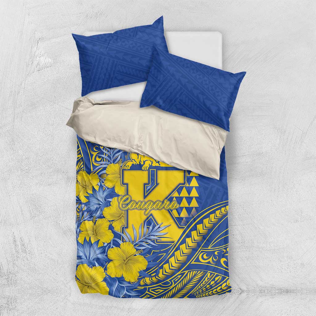 Hawaii Kaiser High School Bedding Set Tribal Tattoo With Hibiscus Flowers