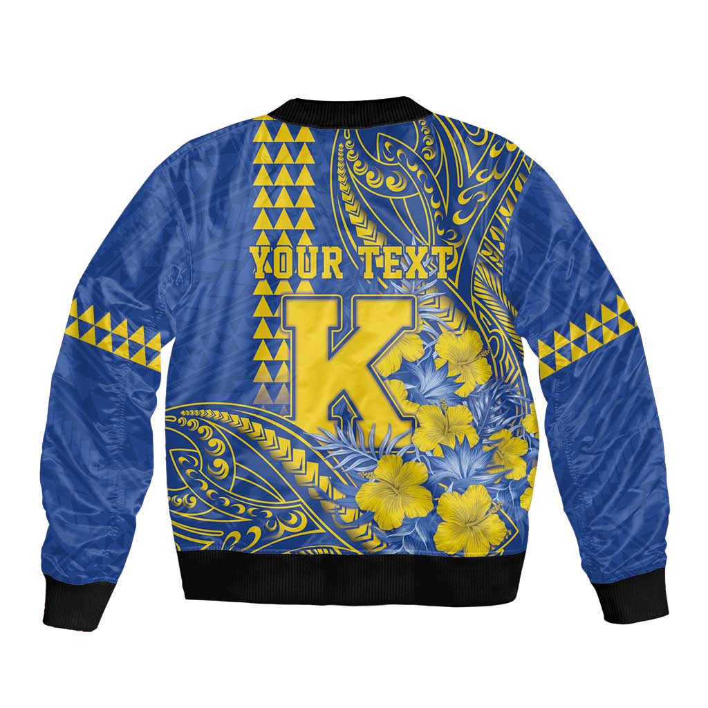 Personalised Hawaii Kaiser High School Bomber Jacket Tribal Tattoo With Hibiscus Flowers LT05 - Polynesian Pride