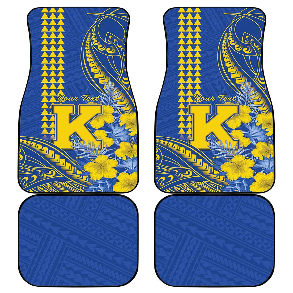 Personalised Hawaii Kaiser High School Car Mats Tribal Tattoo With Hibiscus Flowers