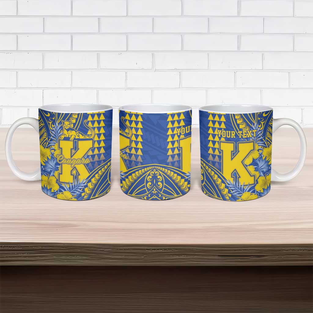 Personalised Hawaii Kaiser High School Ceramic Mug Tribal Tattoo With Hibiscus Flowers