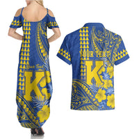 Personalised Hawaii Kaiser High School Couples Matching Summer Maxi Dress and Hawaiian Shirt Tribal Tattoo With Hibiscus Flowers