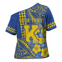 Personalised Hawaii Kaiser High School Cross Shoulder Shirt Tribal Tattoo With Hibiscus Flowers LT05 - Polynesian Pride